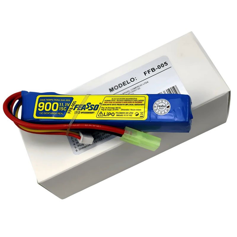 Bateria Airsoft 3s 900mah (15c) 11.1v Feasso Aeg Rifle