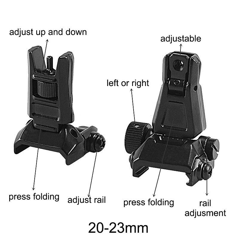 Alça Mira Aeg Flip-up Rifle Airsoft Tátic Mbuspro 20mm Polimero - Imagem 3