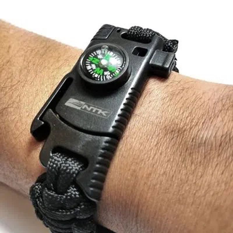 Pulseira Paracord Gac Ntk Tático Bússola Iniciador De Fogo