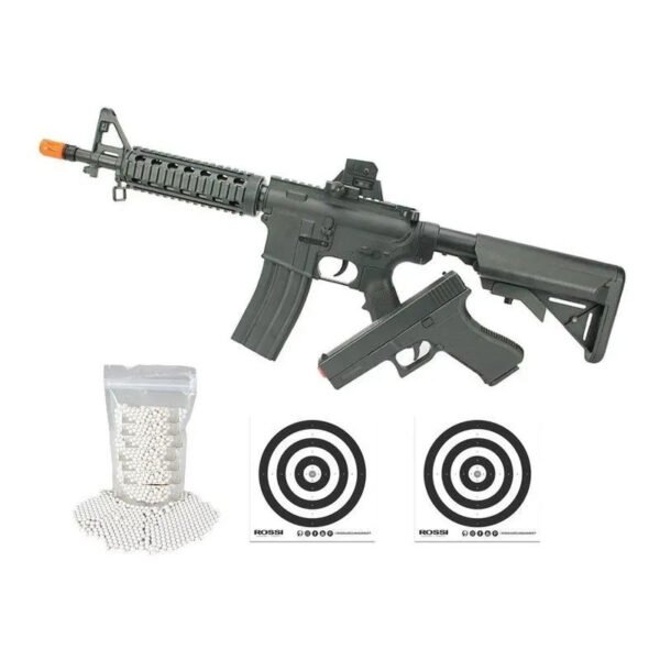 Kit Rifle M4a1 Pistola Airsoft Vigor V307 Spring Bbs+alvos