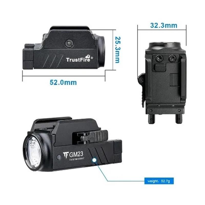 Lanterna Led Trustfire Gm23 Tático 800lm Usb 20mm - Imagem 2