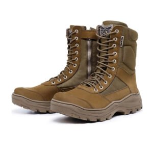 Coturno Selva Com Zíper Coyote Militar Bota