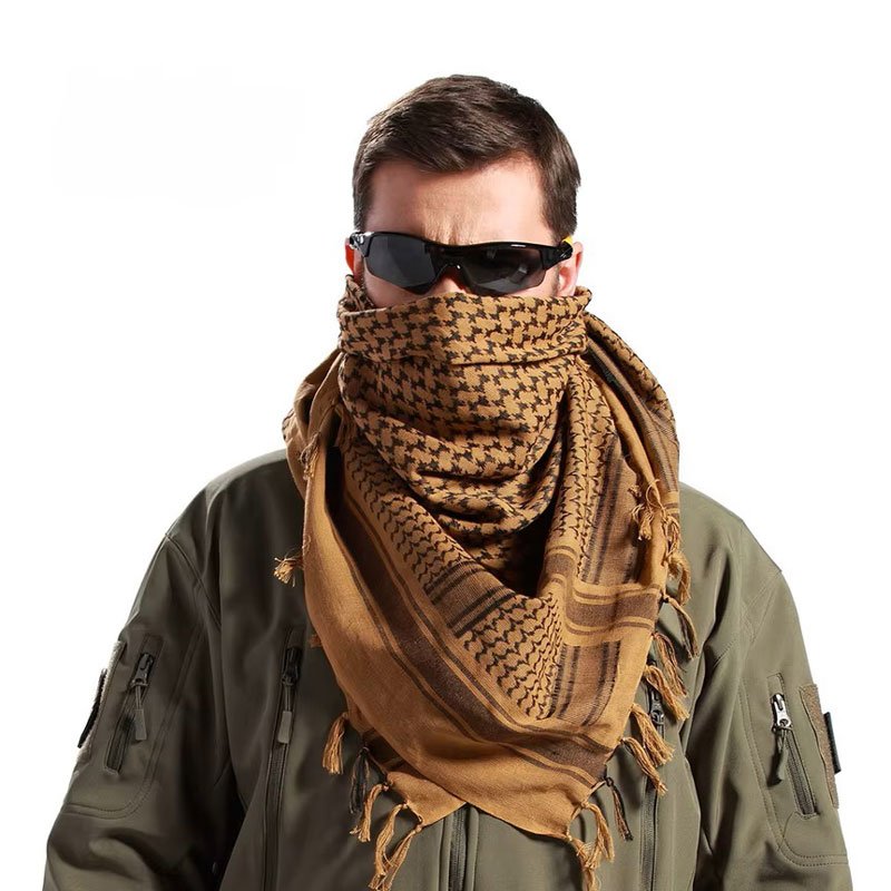 Shemagh Airsoft Lenço Arabe Tático Militar Areia/preto