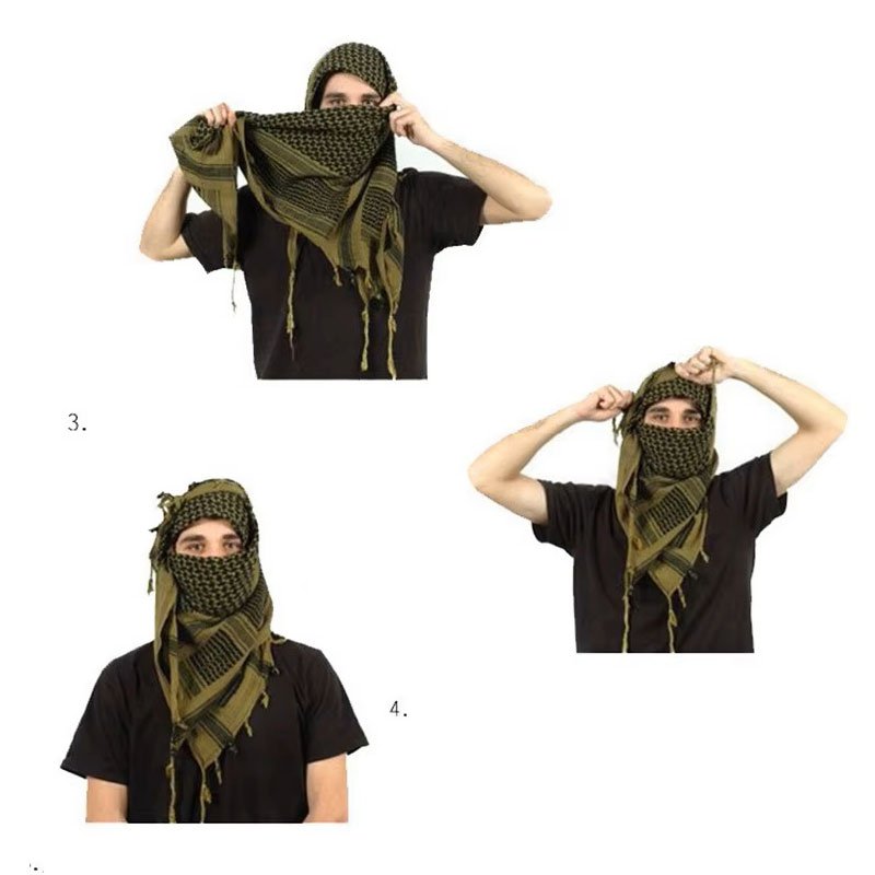 Shemagh Airsoft Lenço Arabe Tático Militar Areia/preto - Imagem 4