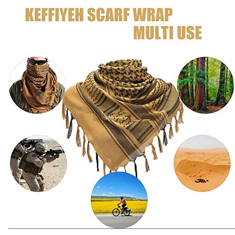 Shemagh Airsoft Lenço Arabe Tático Militar Areia/preto - Imagem 5