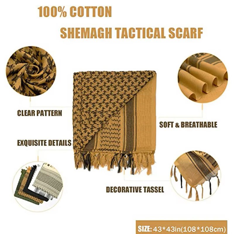 Shemagh Airsoft Lenço Arabe Tático Militar Areia/preto - Imagem 3