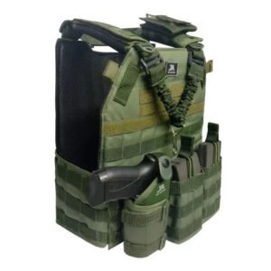 Colete Plate Carrier f Contato +4 acessórios Verde Oliva+ Placa